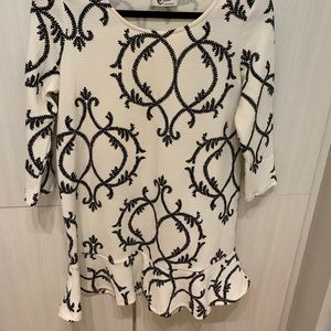 Black & White textured long sleeve dress